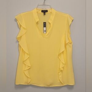 The Limited Yellow Ruffle-Sleeve V-Neck Women's Top Size Small NWT!